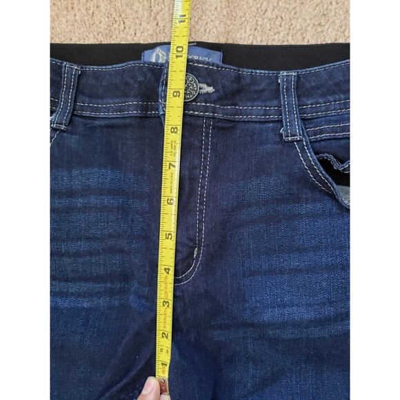 Democracy Ab Solution Stretch Sides Zipper Elastic Waist Taper Blue Jeans Sz 12 - Picture 9 of 13